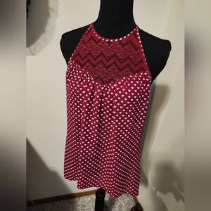 BRAND NEW Candie's Burgundy Hankerchief Hem Halter Top w/ Lace